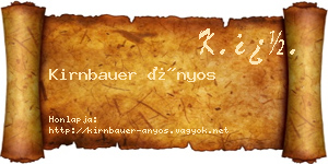 Kirnbauer Ányos névjegykártya
